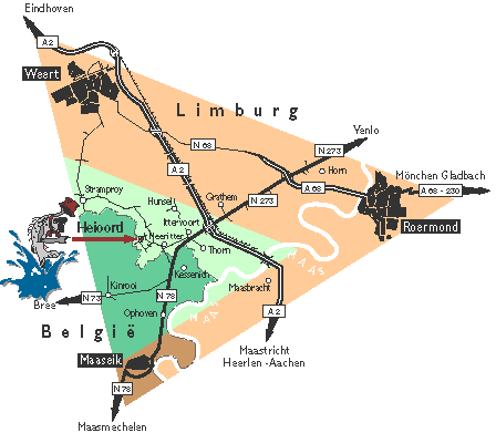 Plattegrond Weert, Roermond, Maaseik